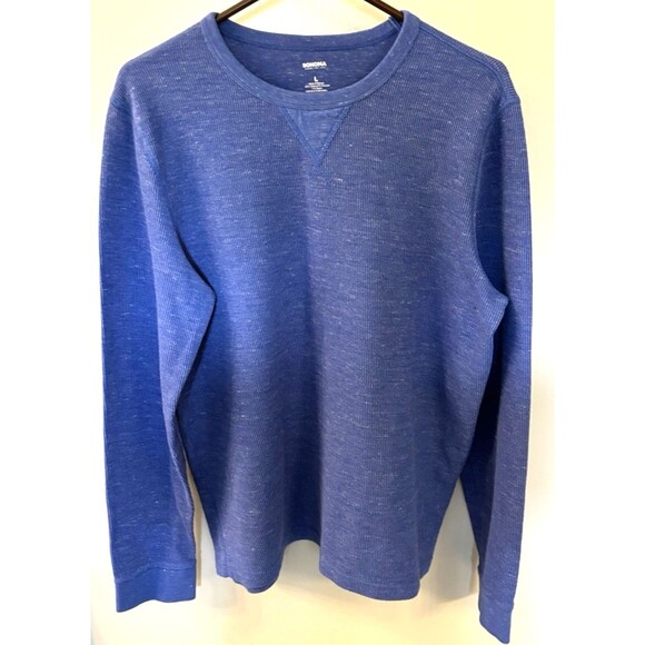 Sonoma Other - Mens Sonoma Blue Crew Neck Waffle Shirt Long Sleeve Size L